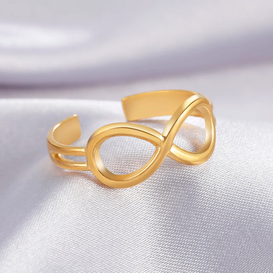 Hule evighetssymboler Justerbare ringer for kvinner Simple Fashion Fingerringer i rustfritt stål Smykker til festgaver
