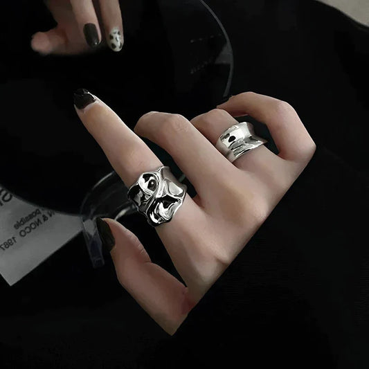 Minimalistisk ring i 925 sølv til kvinner Fashion Creative Irregular Geometric Aesthetic Open Ring Bornelsedagsfest Smycke Present